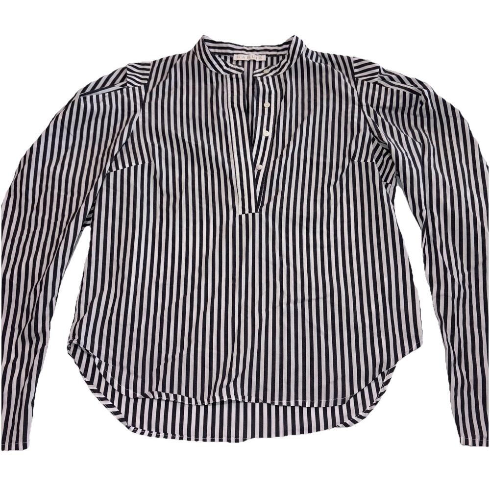 Karlie Black and White Striped Long Sleeve Blouse